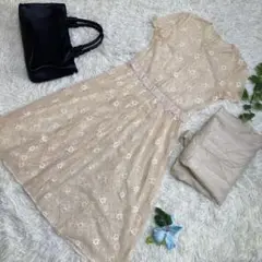 極美品　Chloe クロエ　高級　ひざ丈ワンピース　ベージュ　ペチコート　40