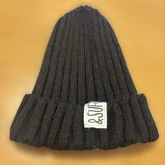 黒 リブ編みニット帽 &SURGE