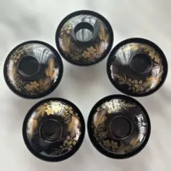 有田焼】幸山窯 天目菊 蓋付きお椀 4客セット 金彩 豪華 汁椀 吸物椀