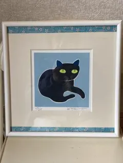 今月ラス1❗スイカ大✨手作り額付き作品 title「お通りニャンコ