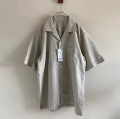 【新品】　old UNIQLO オープンカラーシャツ　コットンリネン　ベージュ