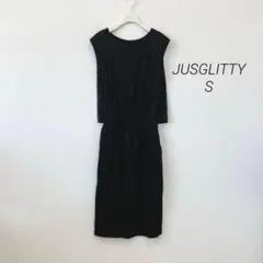 良品✨ジャスグリッティ 膝丈カットソー ワンピース 1 バックシフォン
