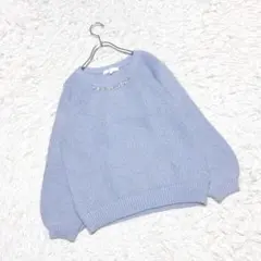 grove グローブ 首元パール ビジュー ニット セーター M ラメ