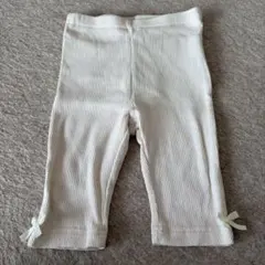 プティマイン リブ編み薄ピンクレギンス リボン付き 90センチ