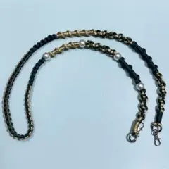 パラコード スマホショルダーストラップ【ダークグリーン×ゴールド】（120cm）