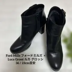 【美品】ブラックレザー サイドゴアブーツ チャンキーヒール 36/23cmのサムネイル