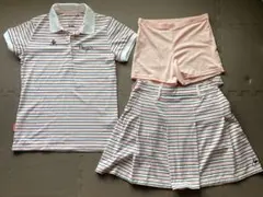 ストライプポロシャツとスカートセット