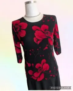 社交ダンス練習用トップス黒に大花