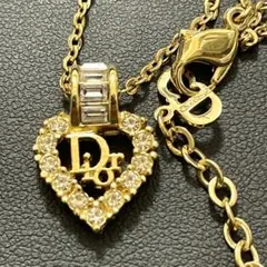 美品✨Dior　ディオール　ハートロゴネックレス　ヴィンテージ　ゴールド