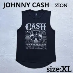 【ZION】ジョニーキャッシュ ノースリーブ Tシャツ XL 黒 バンドTのサムネイル