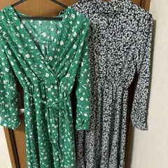花柄ワンピース　２種　グリーン　ネイビー