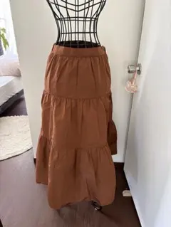ZARA ザラ ブラウン フレア ロング スカート シャカシャカ生地のサムネイル
