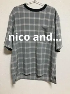 nico and… ニコアンド　チェック柄 ポケット付　半袖 Tシャツ Lのサムネイル