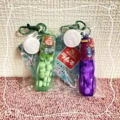 森永ラムネ　超大粒ラムネパーツ付き ミニボトルキーホルダー 2点セット②のサムネイル