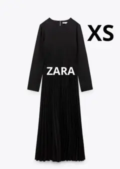 ZARA プリーツミディワンピース 長袖ワンピース