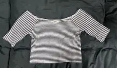 snidel ボーダー オフショルダー 半袖 Tシャツ