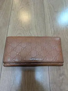 Gucci GGパターン レザー長財布 ブラウン