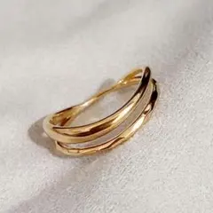 7号】エテ K10YG クロスリング レイヤード コンビカラー 保証書あり