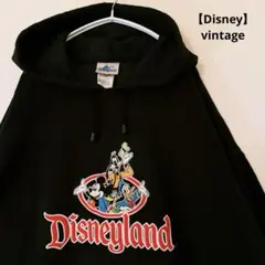希少90年代【ディズニー】刺繍フリースフーディープルオーバー XXL