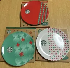 スターバックス未使用2022デザートプレート3種セット/ノベルティ非売品ホリデー