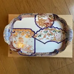 高級美術有田焼 其泉窯 松竹梅鶴絵 トレー　38cm×高さ5cmのサムネイル