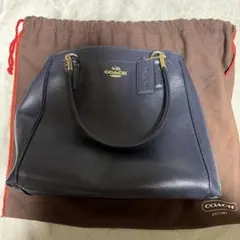 COACH ネイビー レザー ハンドバッグ