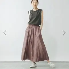 さらさらリラックスフレアワイドパンツ　グローバルワーク