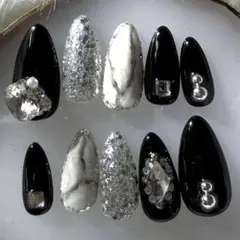 大理石ネイル ビジュー y2k サブカル　上品　ギャル　地雷系 イベント 宝石