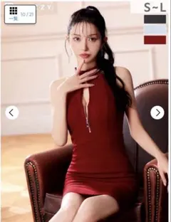 JEWELS ホルターネック ミニドレス ジップ装飾のサムネイル