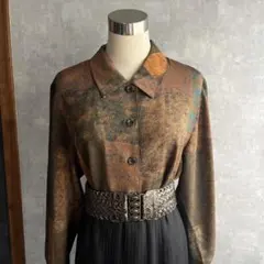 古着　ヴィンテージ レトロ　総柄シャツ　used ビンテージ　希少　ユーズド