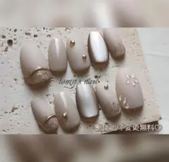 No.204/ネイルチップ　ベージュ 大人 オフィス マット