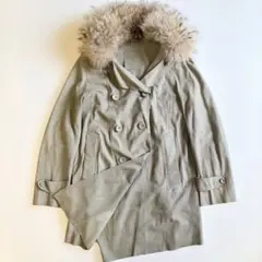 【2way,ファー取外可】 ゴートレザー スプリングコートラクーンファー 36