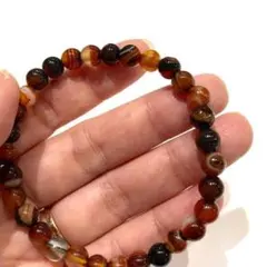 M121◎極細6mm茶天眼石 チベットメノウ 天然石ブレスレット パワーストーン