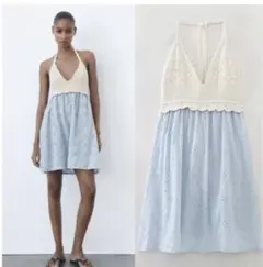★ZARA★コンビエンブロイダリーニット ワンピース