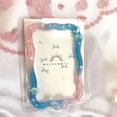 18 うねうねトレカケースデコ　ピンクラメ×ブルーラメ