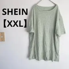 SHEIN 薄緑 XXL ニットTシャツ　レディース　オーバーサイズ