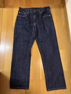 ユニクロ　UNIQLO 濃紺 ストレートデニムパンツ カイハラジーンズ