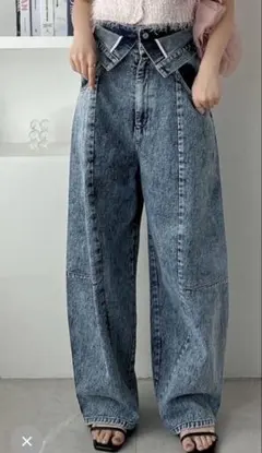 dazzlinデニムブルー ワイドレッグパンツ Mサイズ相当