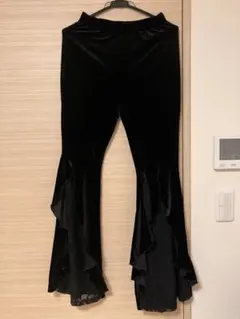 SHEIN ベロア フレアパンツ レース切り替え