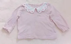 西松屋 ベビー トップス ピンク フリル襟 ハート柄 60-70