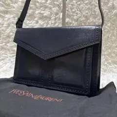 【希少モデル】イヴサンローラン レザー ショルダーバッグ 黒×赤　ヴィンテージ