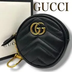 【美品】GUCCI GGマーモント コインケース 黒 レザー キーリング付