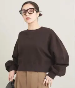 BEAUTY&YOUTH コットン裏毛ショートワイドスウェットプルオーバー