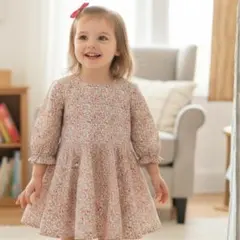 フリル袖 フレアワンピース 小花柄 80サイズ