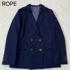 【未使用品級】ロペ 定価3.0万 ウール調ダブルブレストジャケット ネイビー