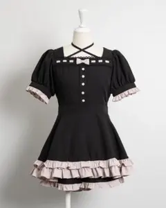 axes femme セーラー襟 ローズ刺繍タイ付きブラウス レーススカート 
