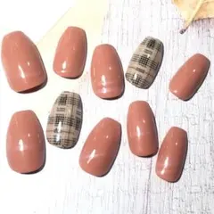 ブラウンチェック　✾︎ ジェルネイル