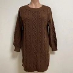 MAJESTIC LEGON ケーブルニット　バックリボン　ミニワンピース　M