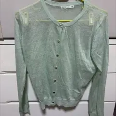 透け感ミントグリーンカーディガン
