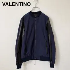 VALENTINO ボンバージャケット ネイビー レザー切替のサムネイル